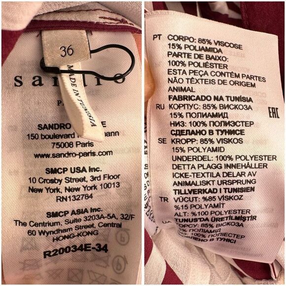 RRP $470 SANDRO Paris Melia Pleated-hem Striped Shirt Dress SZ 36 Small - Picture 2 of 5